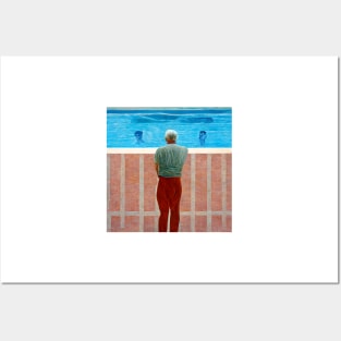 Man thinking by pool Posters and Art